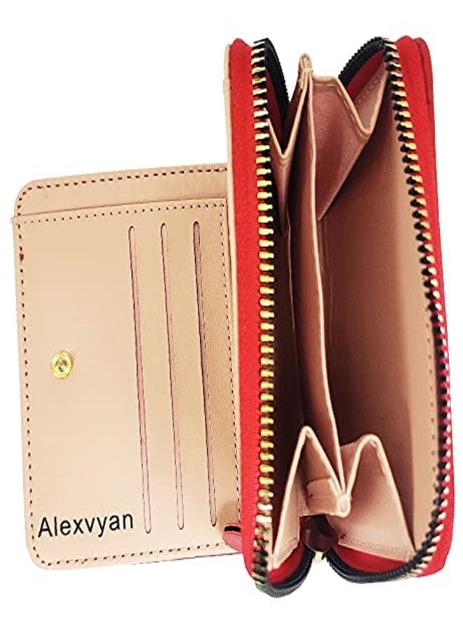 أليكسفيان محفظة صغيرة نسائية من أليكسفيان، حقيبة يد نسائية، محفظة نسائية/سيدات/فتيات، حامل بطاقات، 3 جيوب (نقشة مربعات حمراء) - Image 5